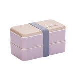 Office Double-layer Separated Lunch Box Wooden Portable Microwaveable Heating Student Bento Box with Cutlery, Double-layer