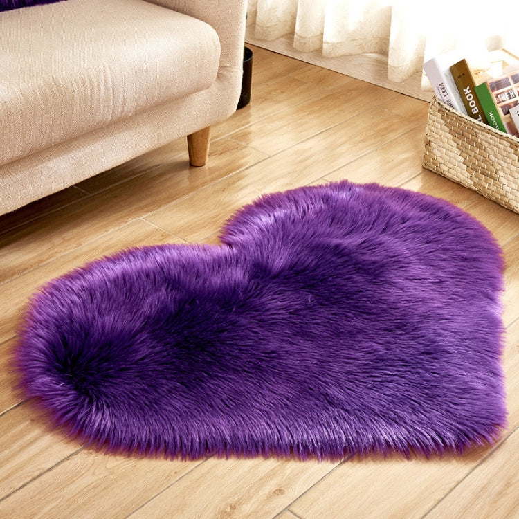 Love Heart Rugs Artificial Wool Sheepskin Hairy Carpet Faux Floor Mat Fur Plain Fluffy Soft Area Rug Tapetes, 30*40cm, 40*50cm, 50*60cm, 70*90cm