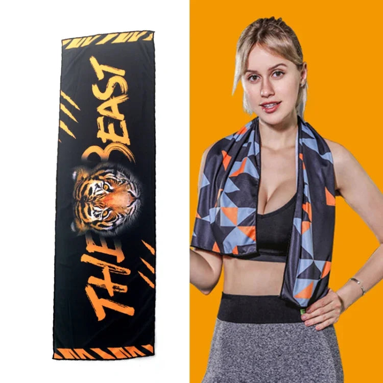 Gym Sports Cold Feeling Sweat-Absorbent Quick-Drying Cold Towel, Quick-Drying Towel, Size: 100 x 30cm(Music Festival), Quick-Drying Towel, Size: 100 x 30cm(Fire), Quick-Drying Towel, Size: 100 x 30cm(Geometric Triangle)