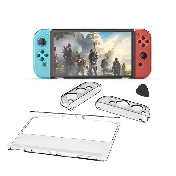 DOBE TNS-1133B Host Protection Kit + Left And Right Handle Crystal Anti-Fall Protection Cover For Switch OLED, TNS-1133B(Transparent Color)
