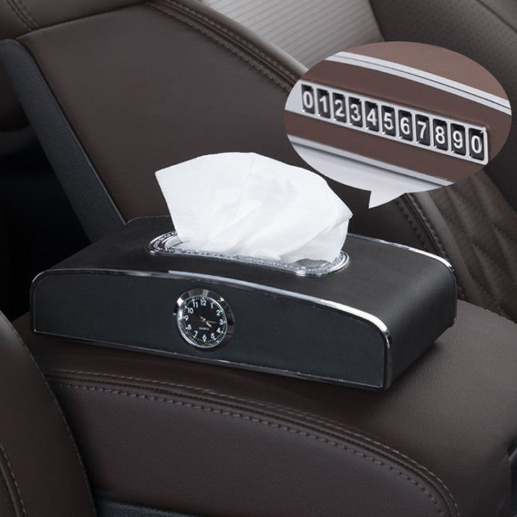 Car Clock Tissue Box Multi-Function Vehicle Instrument Table Paper Towel Box, Style:, Clock+Parking Card (Green), Clock+Parking Card (Ivory), Clock+Parking Card (Agate), Clock+Parking Card (Black), Clock+Parking Card (Gray)                             ...