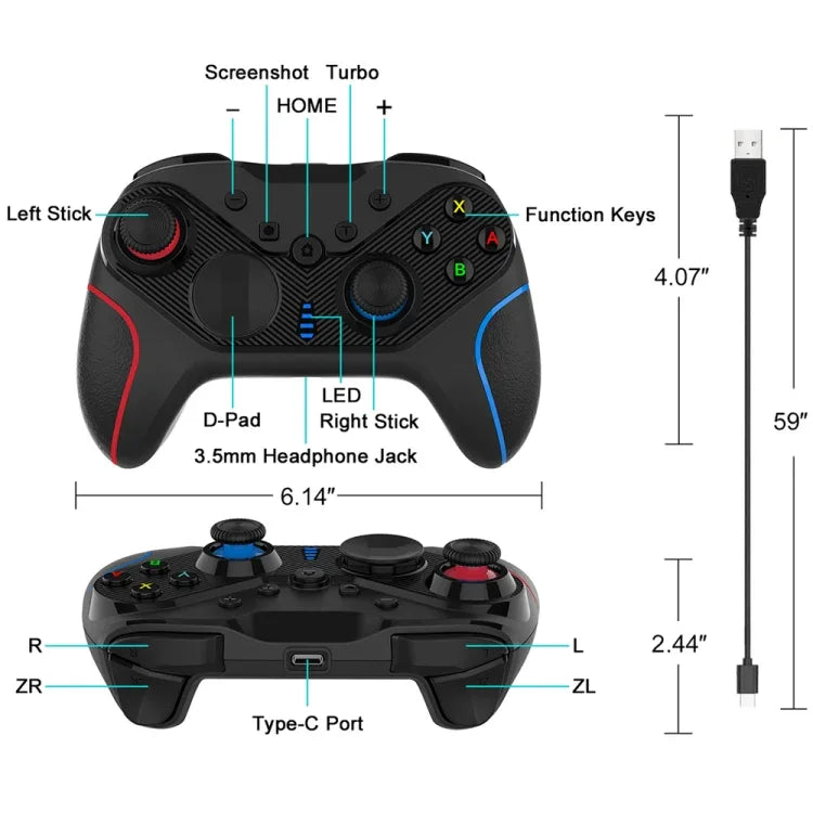Wireless Gamepad With Wake-Up For Nintendo Switch/Android/IOS/PC, Style:, S818 Green Black