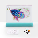 3D Painting Fluorescent Plate LED Shining Puzzle Children Graffiti Panel Handwritten Message Board, Grey, White, Blue, Green, Pink