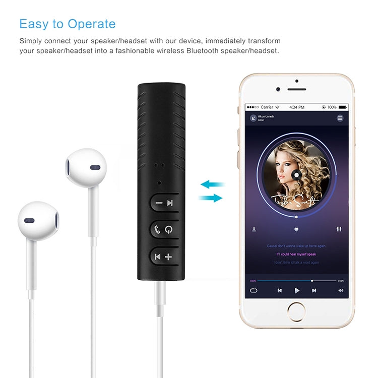 3.5mm Lavalier Bluetooth Audio Receiver with Metal Adapter, H-139 Black, H-139 Blue, H-139 Red, H-139 White, H-139 Green