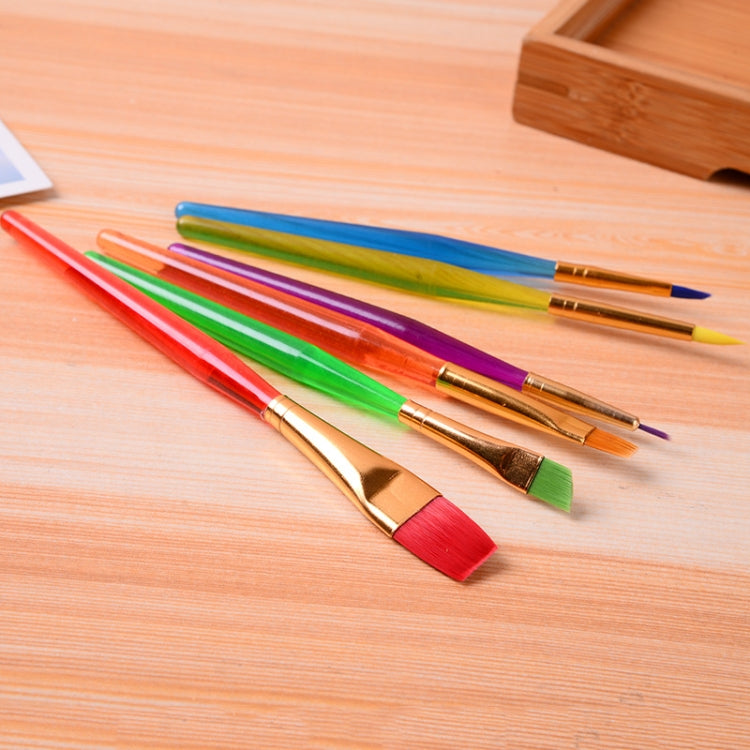 Zhu Ting Color Plastic Rod Children Paint Brush Set Gouache Watercolor Paint Brush Set, 6pcs/Set