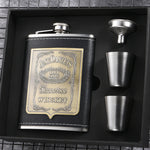 Portable Stainless Steel Hip Flask Set With Wine Glass Funnel, Style:, 8OZ New Jack Patch Core, 8OZ Old Jack Patch Core, 8OZ Old Man Patch Core, 8OZ Yellow Floral Pattern Core, 7OZ Black Leather Jack Gray, 7OZ Black Leather Old Man Gray