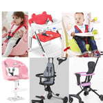 Baby Dining Chair Stroller Safety Strap Five-Point  Type A Version + Fixed Strap + Thick Shoulder Pad + Large Crotch Protector, Black, Red, Pink, Sky Blue, Grey