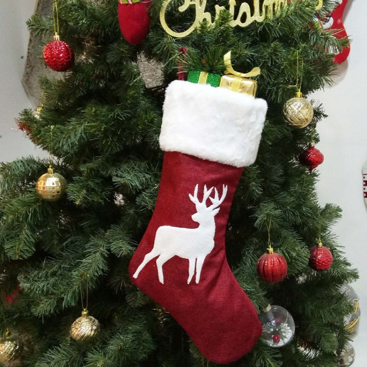 Embroidered Christmas Stocking Pendant Candy Gift Bag, Style A, Style B, Snowflake, Tree