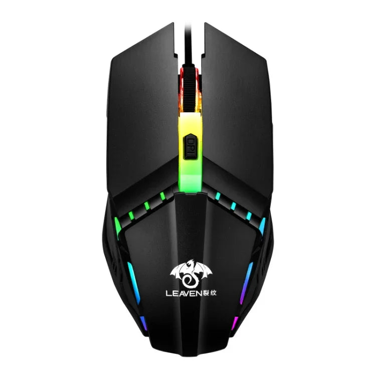 LEAVEN 7 Keys 4000DPI USB Wired Computer Office Luminous RGB Mechanical Gaming Mouse, Cabel Length:1.5m, S30 Black, S30 White, S30 Pink, S10 Black