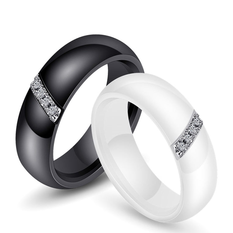 Simple Nano Ceramic Ring Trend Titanium Steel with Zircon Rings, 10, 7, 8, 9, 6