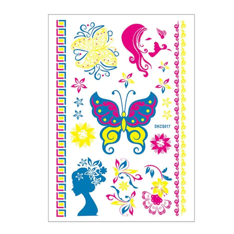 10 PCS Fluorescent Flower Arm Tattoo Sticker Face Sticker Waterproof Feather Tattoo Arm Tattoo Sticker, DKCS010, DKCS017, DKCS019, DKCS022, DKCS025, DKCS028, DKCS032, DKCS033, DKCS034, DKCS036, DKCS037, DKCS042