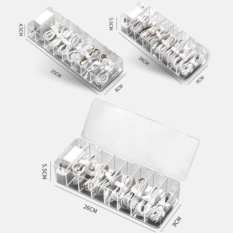 Dust Storage Line Box Hub Finishing Box Desktop Data Cable Storage Box, Specification: 8 Grid Basic, 8 Grid Basic, 8 Grid Increase, 8 Grid Increase With Cover