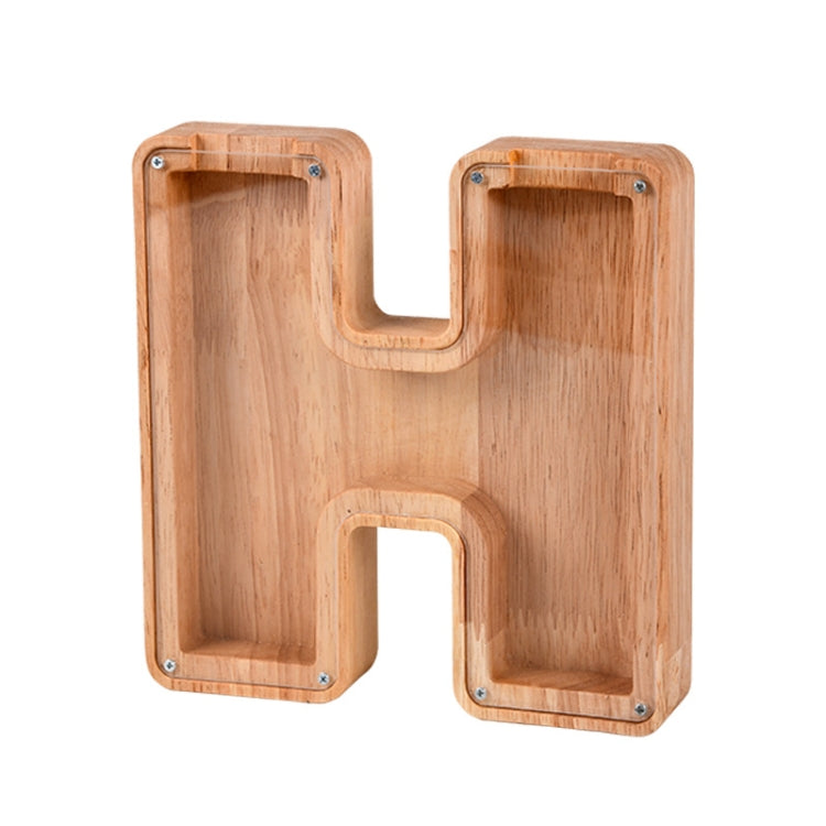 Wooden English Alphabet Piggy Bank Transparent Acrylic Piggy Bank