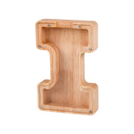 Wooden English Alphabet Piggy Bank Transparent Acrylic Piggy Bank