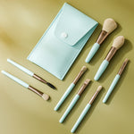 8-in-1 Mini Wooden Handle Makeup Brush Set Portable Loose Powder Brush