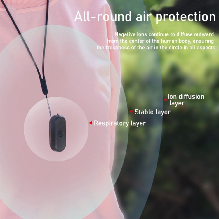EP206 Hanging Neck Negative Ion Necklace Air Purifier, Black, White