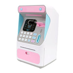 8010 Simulated Face Recognition ATM Machine Piggy Bank Password Automatic Rolling Money Safe Piggy Bank,Style:, Pink, Blue, Rechargeable Version Pink, Rechargeable Version Blue