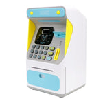 8010 Simulated Face Recognition ATM Machine Piggy Bank Password Automatic Rolling Money Safe Piggy Bank,Style:, Pink, Blue, Rechargeable Version Pink, Rechargeable Version Blue