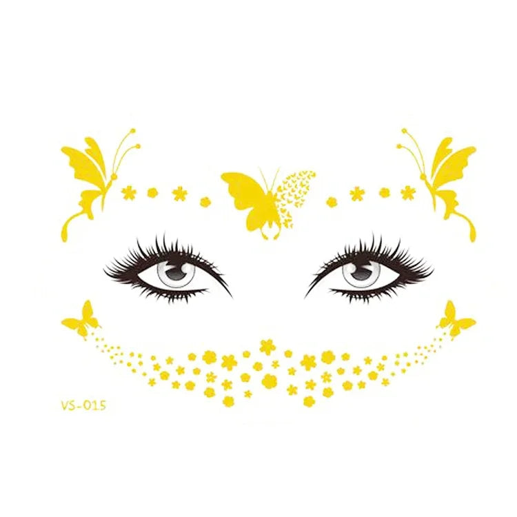20 PCS Waterproof Bronzing Face Tattoo Stickers Party Masquerade Face Stickers, VS-011, VS-012, VS-013, VS-014, VS-015, VS-016, VS-017, VS-018, VS-019, VS-022, VS-023, VS-024, VS-025, VS-027, VS-028, VS-029, VS-030, VS-031, VS-032, VS-033
