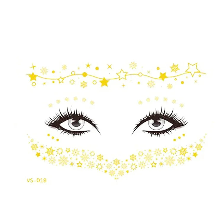20 PCS Waterproof Bronzing Face Tattoo Stickers Party Masquerade Face Stickers, VS-011, VS-012, VS-013, VS-014, VS-015, VS-016, VS-017, VS-018, VS-019, VS-022, VS-023, VS-024, VS-025, VS-027, VS-028, VS-029, VS-030, VS-031, VS-032, VS-033