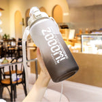 Frosted Gradient Color Large-Capacity Sports Water Cup Outdoor Portable Straw Water Bottle, 2000ml