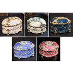 Metal Oval Diamond Jewelry Storage Box Birthday Wedding Gift, 8.5x6x6cm, 11x7.5x7cm