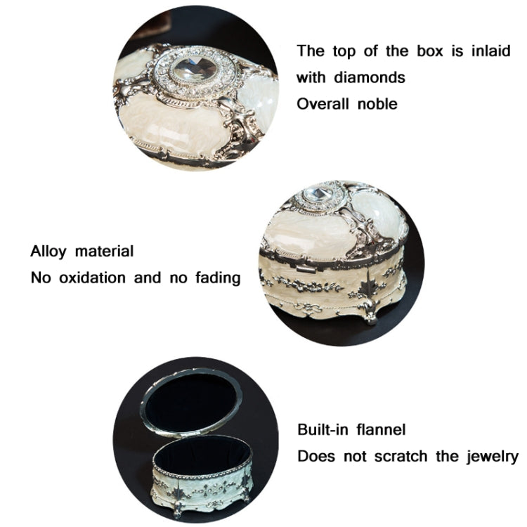 Metal Oval Diamond Jewelry Storage Box Birthday Wedding Gift, 8.5x6x6cm, 11x7.5x7cm