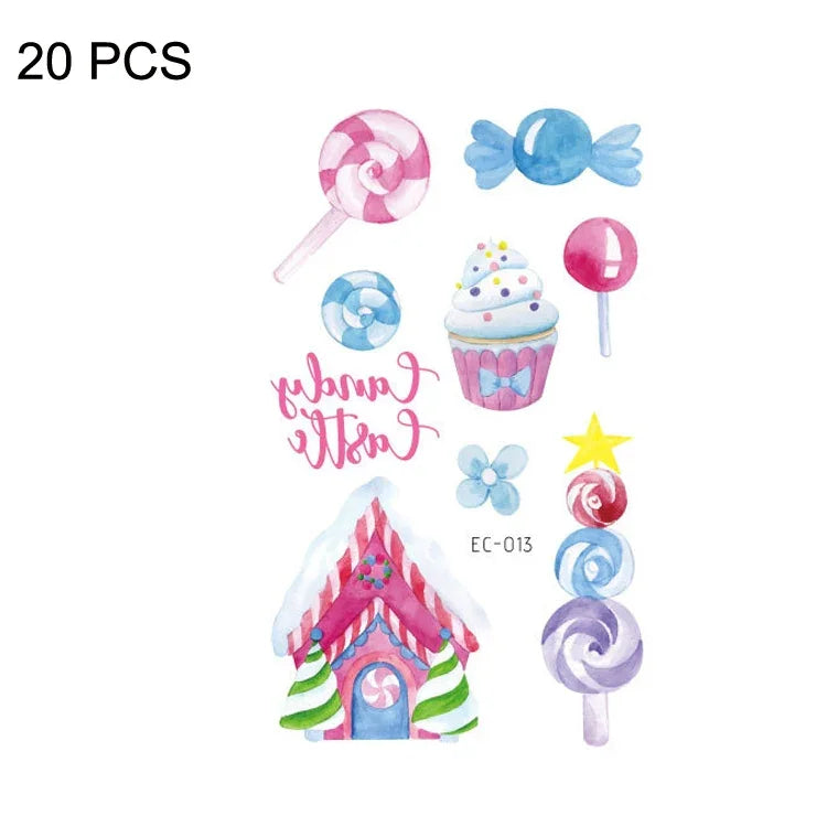 20 PCS Waterproof Sweatproof Cartoon Child Tattoo Stickers, EC-013, EC-014, EC-018, EC-019, EC-020, EC-021, EC-022, EC-023, EC-024, EC-025, EC-028, EC-029, EC-030, EC-032, EC-035