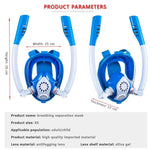 Kids Double Tube Full Dry Silicone Diving  Snorkeling Mask Swimming Glasses, XS