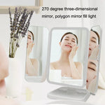 430 Three-Sided Folding LED Makeup Mirror Table Lamp, Plug-in Style, Charging Style, Three-color Light Charging Style