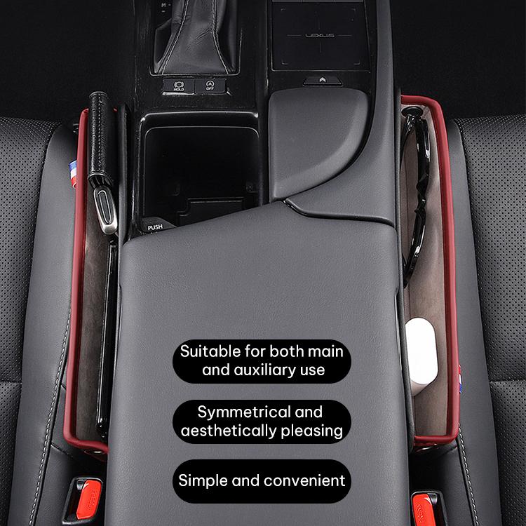 SUSISUN 049 Multifunctional Car Seat Slit Storage Box, Black, Brown, Wine Red, Beige