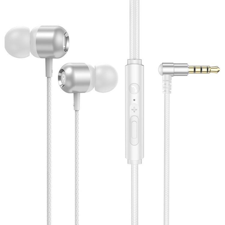2 PCS TS6000 3.5mm Metal Elbow In-Ear Wired Control Earphone with Mic, White, Red, Green, Black