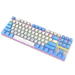 XUNFOX K80 87 Keys Wired Gaming Mechanical Illuminated Keyboard, Cable Length:1.5m, White Yellow, Black Gray, Pink White, Blue White, White Blue, Yellow White, Gray Black