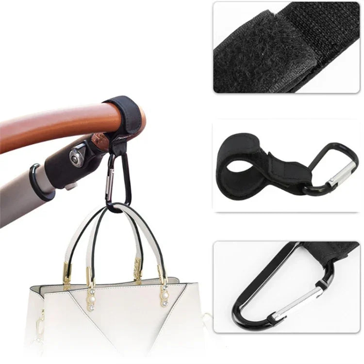 2 PCS Baby Stroller Convenient Carabiner Hook, Brown, Black