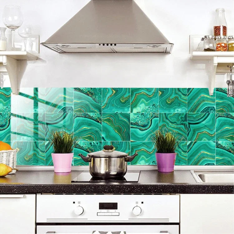 PVC Crystal Covered Film Geometric Pattern Tile Wall Sticker, 20 PCS 15cm