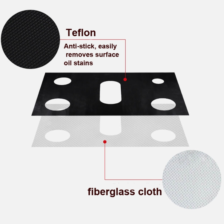 Gas Stove 5-hole Oil-proof Pad Teflon Protective Cover Anti-dirty Pad, 0.2mm, 0.3mm, 0.4mm