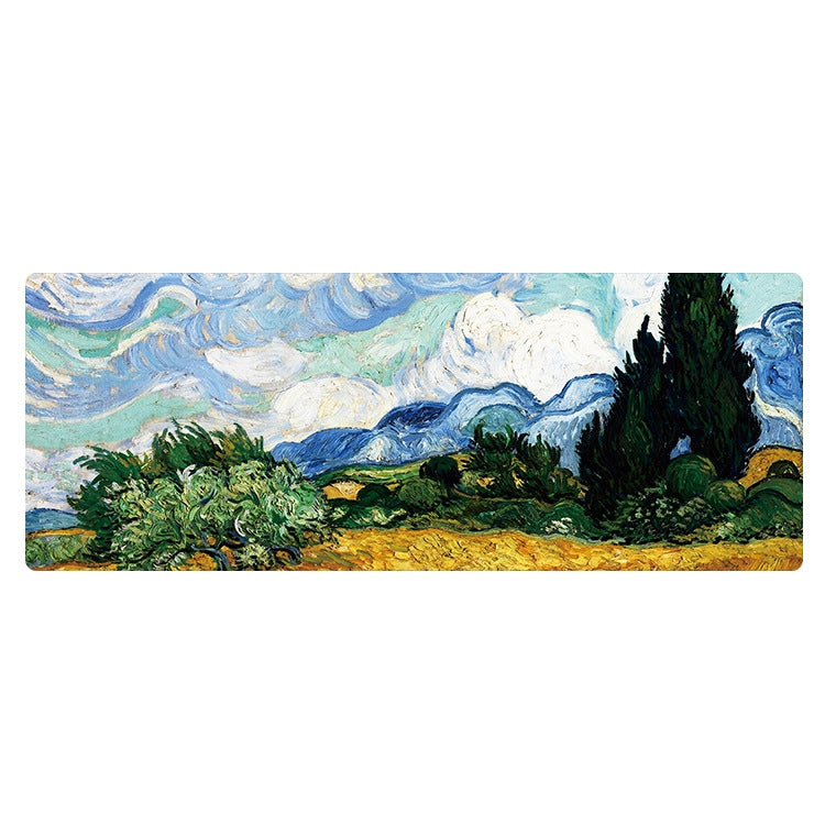 Am002 Large Oil Painting Desk Rubber Mouse Pad, 300x800x5mm Stitched Edges, 400x900x4mm Stitched Edges, 400x900x5mm Stitched Edges, 300x800x1.5mm No Stitched Edges, 300x800x3mm Stitched Edges