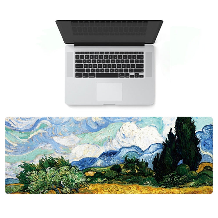 Am002 Large Oil Painting Desk Rubber Mouse Pad, 300x800x5mm Stitched Edges, 400x900x4mm Stitched Edges, 400x900x5mm Stitched Edges, 300x800x1.5mm No Stitched Edges, 300x800x3mm Stitched Edges