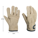 CLS Outdoor Cookout Barbecue Heat Resistant Protective Cowhide Gloves, Khaki, Silver Gray