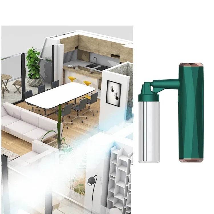 Handheld Blue Light Atomizing Indoor Electric Spray Disinfection Machine, Pearl White, Dark Green