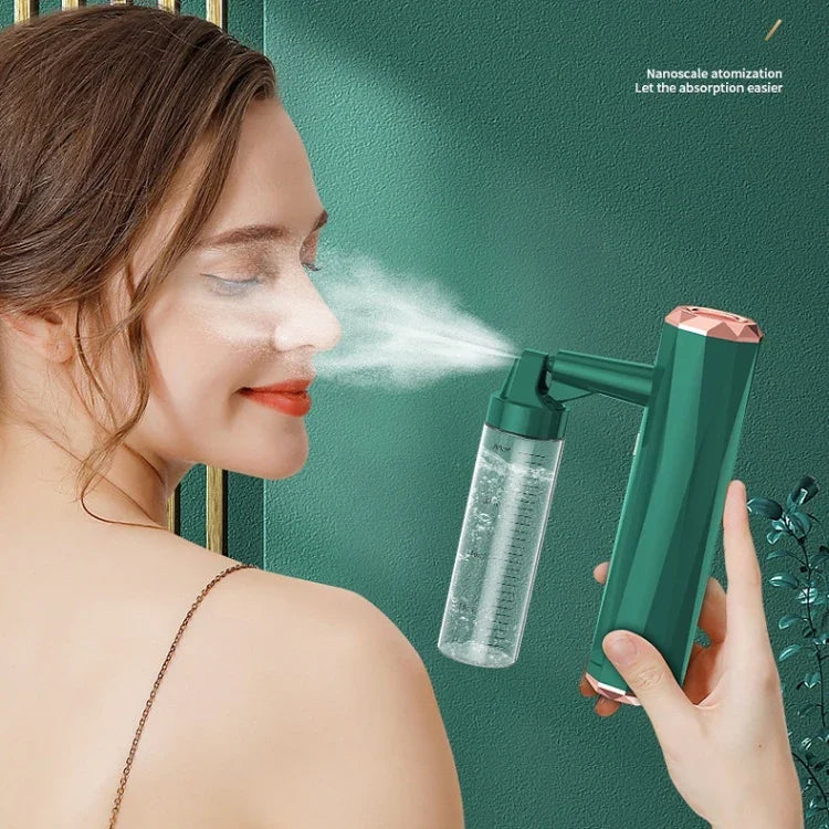 Handheld Blue Light Atomizing Indoor Electric Spray Disinfection Machine, Pearl White, Dark Green