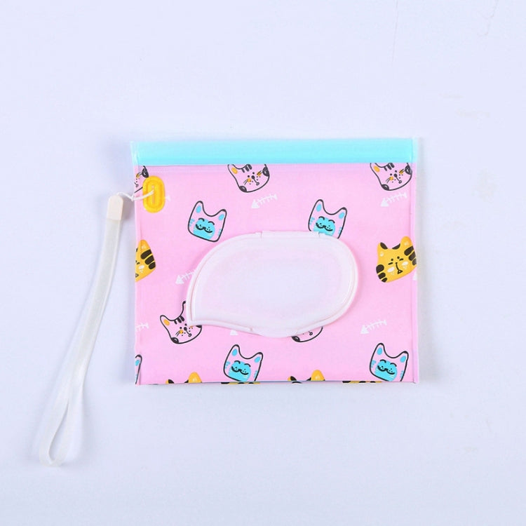 Baby EVA Wet Wipes Bag Flip Removable Paper Towel Cosmetic Cotton Bag, Black Stars, Yellow Butterfly, Kitten, Black Butterfly, Flowers