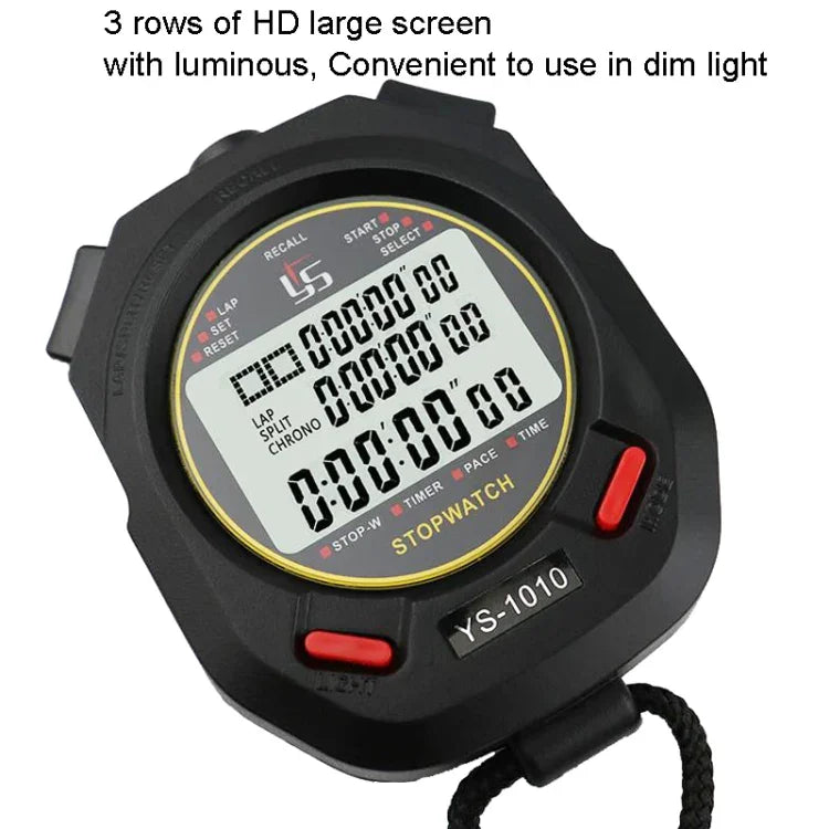 YS 3 Rows Display Luminous Stopwatch Timer Training Referee Stopwatch, Style:, YS-1010 10 Memories, YS-1030 30 Memories, YS-1060 60 Memories, YS-1100 100 Memories