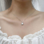 XMZ018 925 Silver Moissanite Diamond Necklace Square Diamond Neck Chain, Specification:, XMZ018 1 Carat, XMZ018 2 Carat