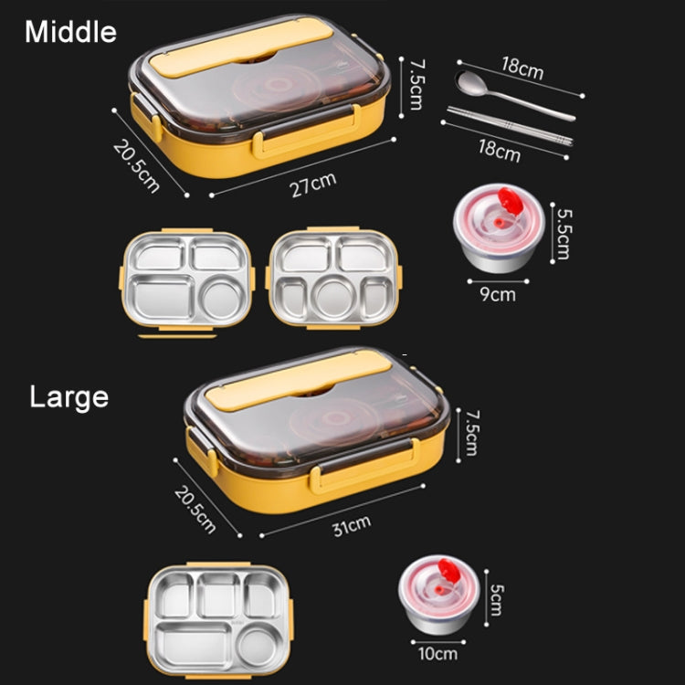 304 Stainless Steel Double-Layer Large-Capacity Portable Lunch Box, Peacock Blue, Lemon Yellow, Ink Pink