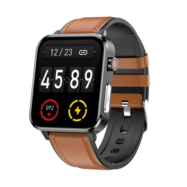 LOANIY E86 1.7 Inch Heart Rate Monitoring Smart Bluetooth Watch, Blue, Black, Red, Black Leather, Brown Leather, Black Steel