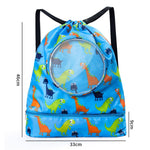 Wet And Dry Separation Waterproof Drawstring Shoulder Beach Swimming Bag For Children, Blue L, Gray L