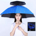 Double-layer Fishing Umbrella Hat Outdoor Sunscreen And Rainproof Folding Umbrella Hat, 95 Blue (Elastic Band), 95 Silver (Elastic Band), 95 Blue (Rubber Sleeve), 95 Silver (Rubber Sleeve), 80 Blue, 80 Camellia, 95 Blue Vinyl (Rubber Sleeve)