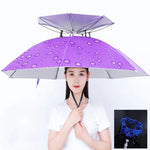 Double-layer Fishing Umbrella Hat Outdoor Sunscreen And Rainproof Folding Umbrella Hat, 95 Blue (Elastic Band), 95 Silver (Elastic Band), 95 Blue (Rubber Sleeve), 95 Silver (Rubber Sleeve), 80 Blue, 80 Camellia, 95 Blue Vinyl (Rubber Sleeve)