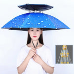 Double-layer Fishing Umbrella Hat Outdoor Sunscreen And Rainproof Folding Umbrella Hat, 95 Blue (Elastic Band), 95 Silver (Elastic Band), 95 Blue (Rubber Sleeve), 95 Silver (Rubber Sleeve), 80 Blue, 80 Camellia, 95 Blue Vinyl (Rubber Sleeve)